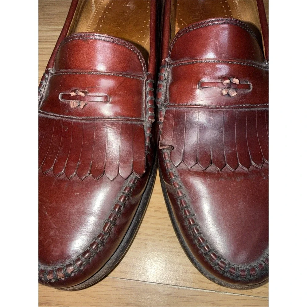 GH Bass Weejuns  Kiltie Loafers Burgundy Leather Made in USA Mens 9.5D